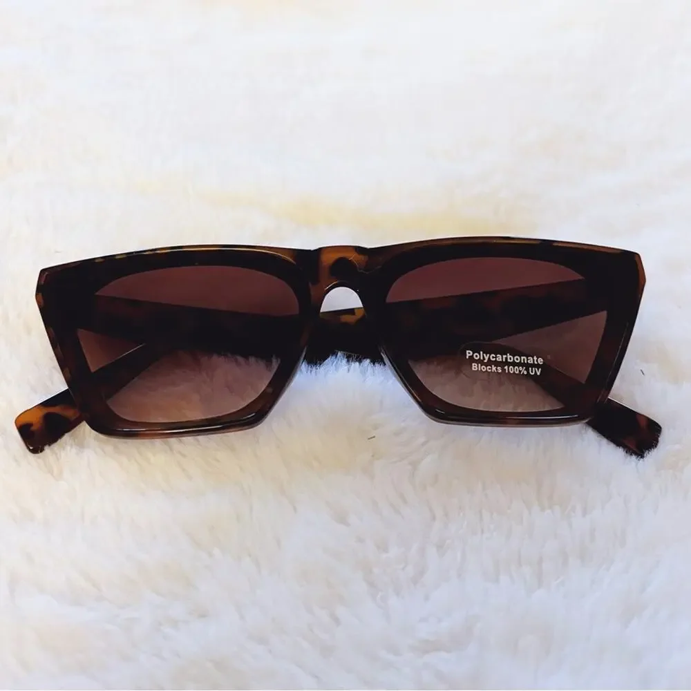 Lucy Tortoise Brown Sleek Square Frame Sunglasses